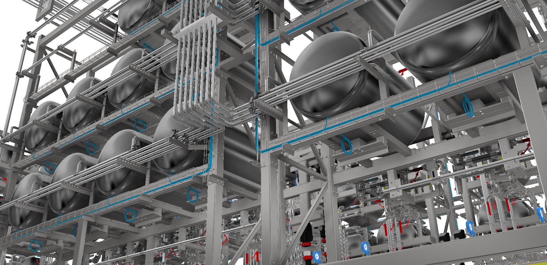 Détail sur l'arrière des modules de stockage.